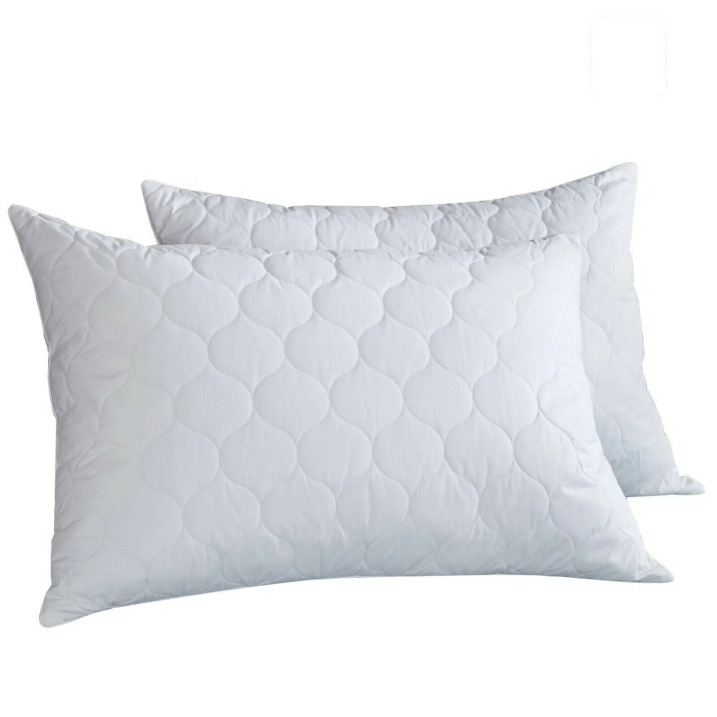 Kitcheniva 2 Pack Quilted Bed Pillows White Goose Down Feather
