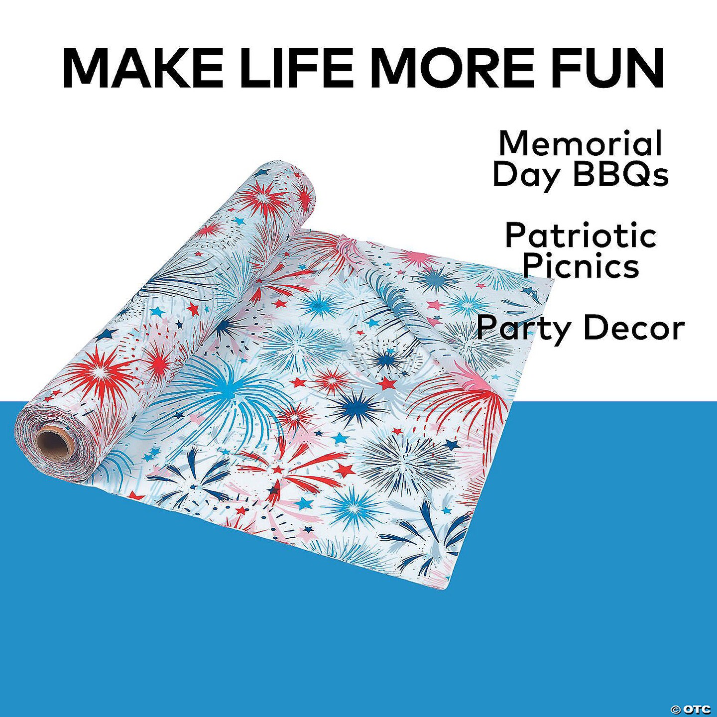 40" x 100 Ft. Patriotic Burst Disposable Plastic Tablecloth Roll