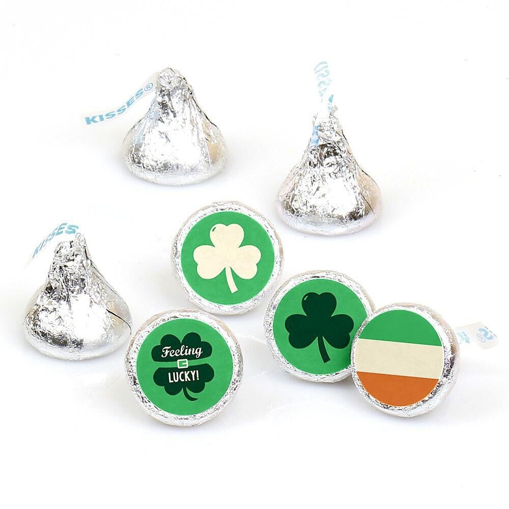 Big Dot of Happiness St. Patrick&#x27;s Day - Saint Paddy&#x27;s Day Party Round Candy Sticker Favors - Labels Fits Chocolate Candy (1 sheet of 108)
