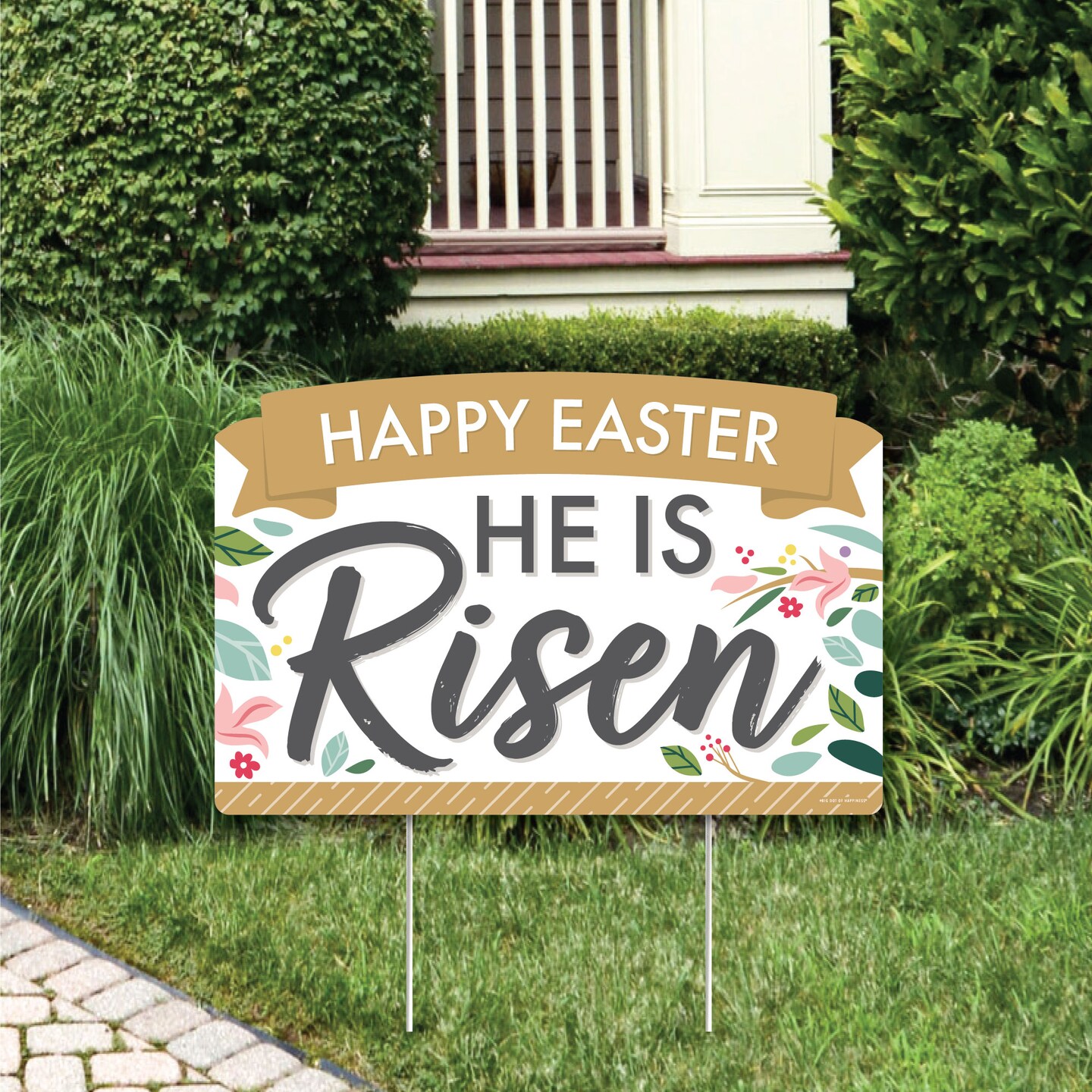 Big Dot of Happiness Religious Easter - Christian Holiday Party Yard Sign Lawn Decorations - Happy Easter He is Risen Party Yardy Sign