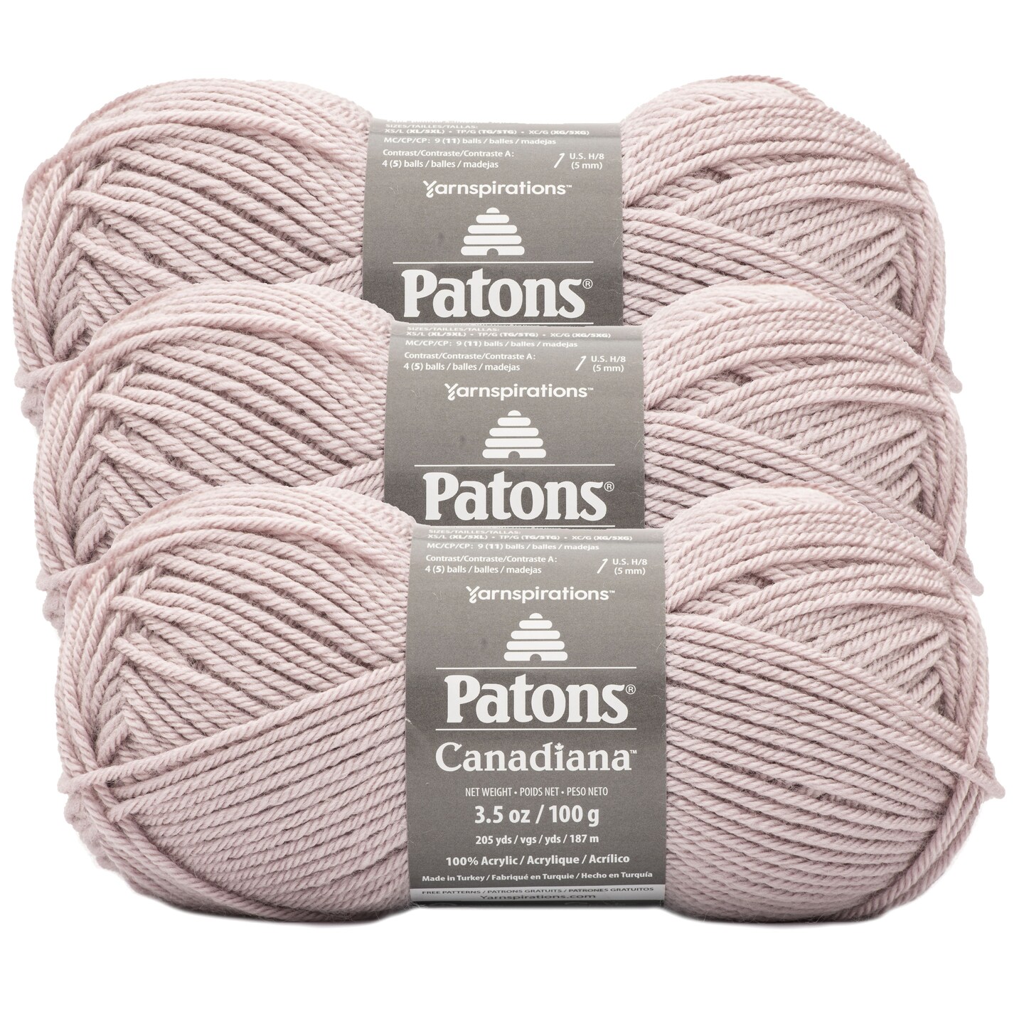 (Pack of 3) Patons Canadiana Yarn - Solids-Pink Dust