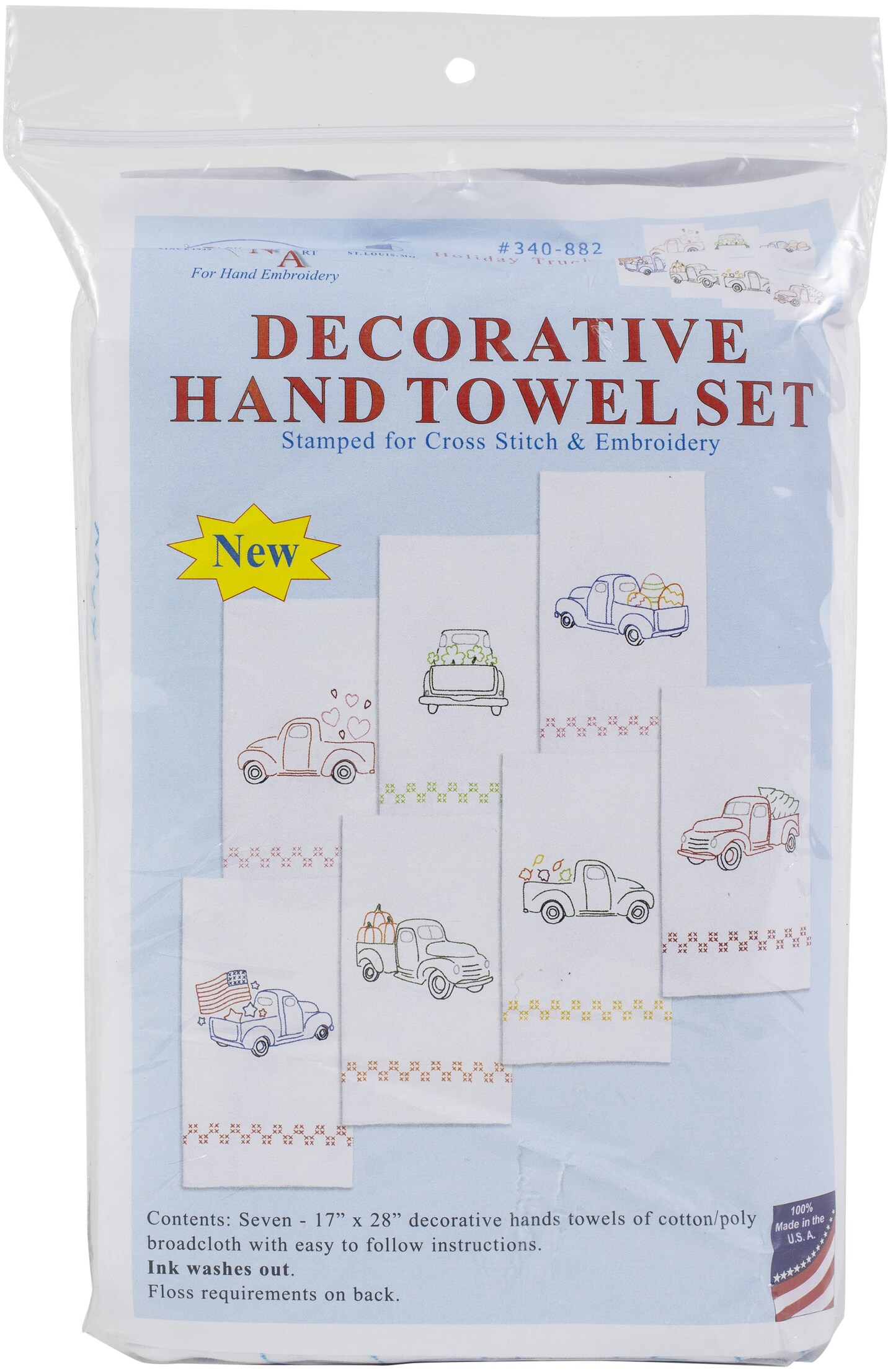 Jack Dempsey Stamped Decorative Hand Towels 17"x28" 7/Pkg-Holiday Trucks