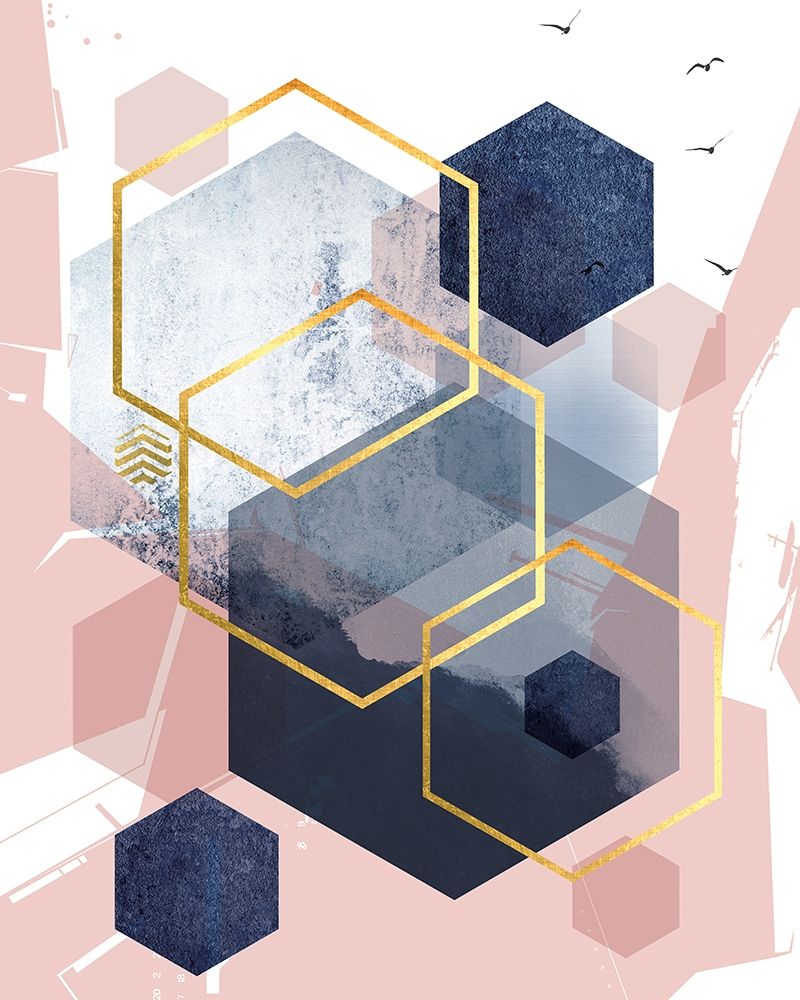 Abstract Navy Blush Gold 1 Poster Print by Urban Epiphany Urban Epiphany - Item # VARPDXUERC036A