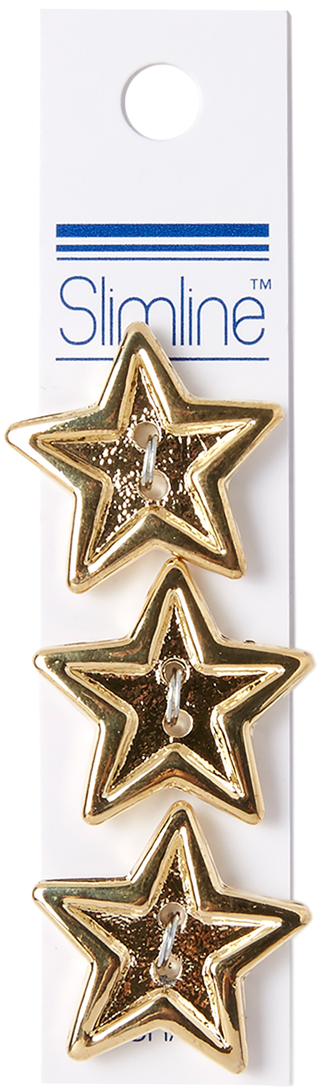 Slimline Buttons Series Funtastics-Bright Gold Star 2-Hole 7/8" 3/Pkg