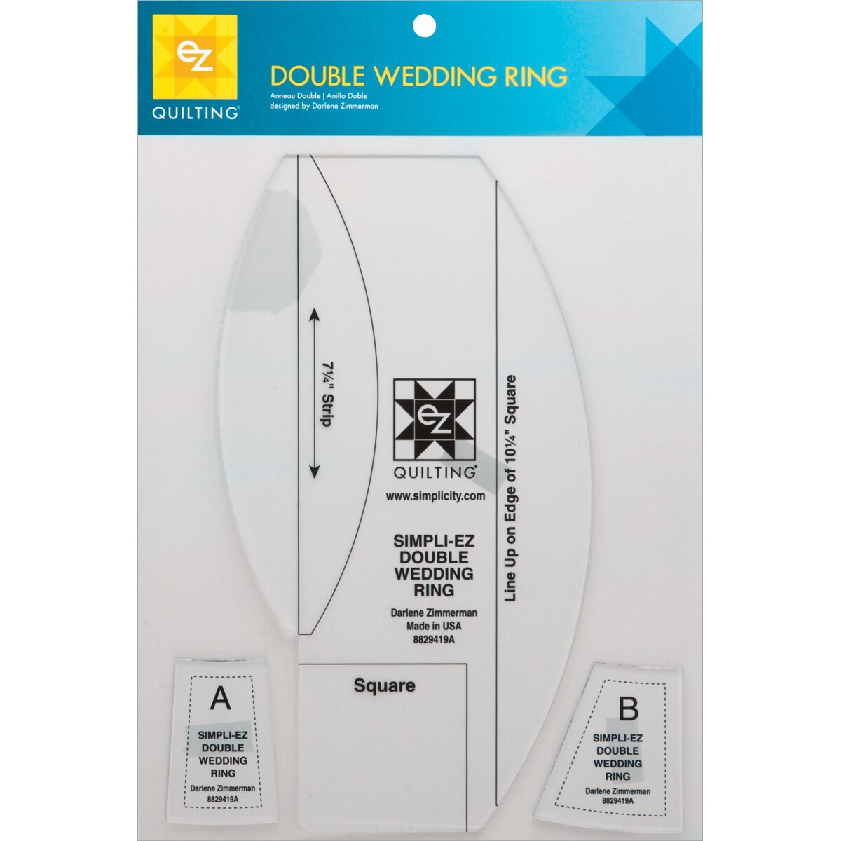 Ez Quilting Double Wedding Ring Template-3/Pkg