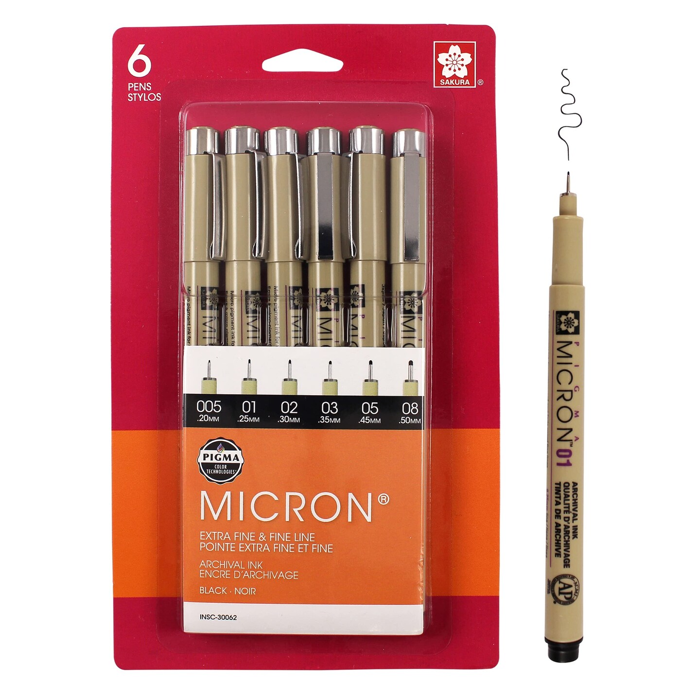 6 Pieces Pigma Micron Fineliner Pens - Archival Black Ink Pens - Pens for Writing, Drawing, or Journaling - Assorted Point Sizes