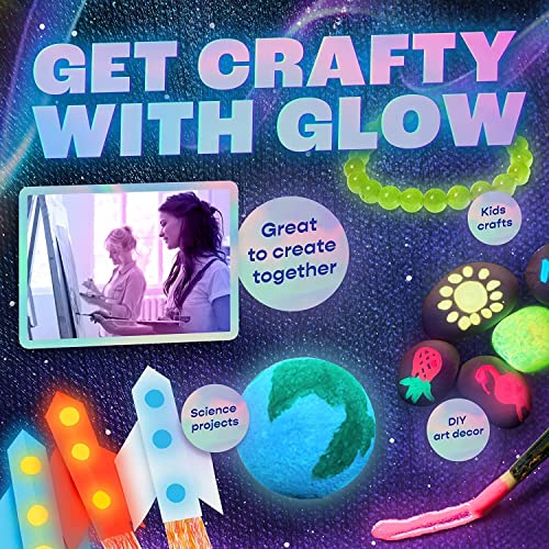 8 Pieces 2-IN-1 Glow In The Dark Acrylic Paint Set Glows in the Dark &#x26; under UV Blacklight - Set of 8 Self-Luminous Neon Paints for Halloween - German Premium Quality - 8 x 20 ml /