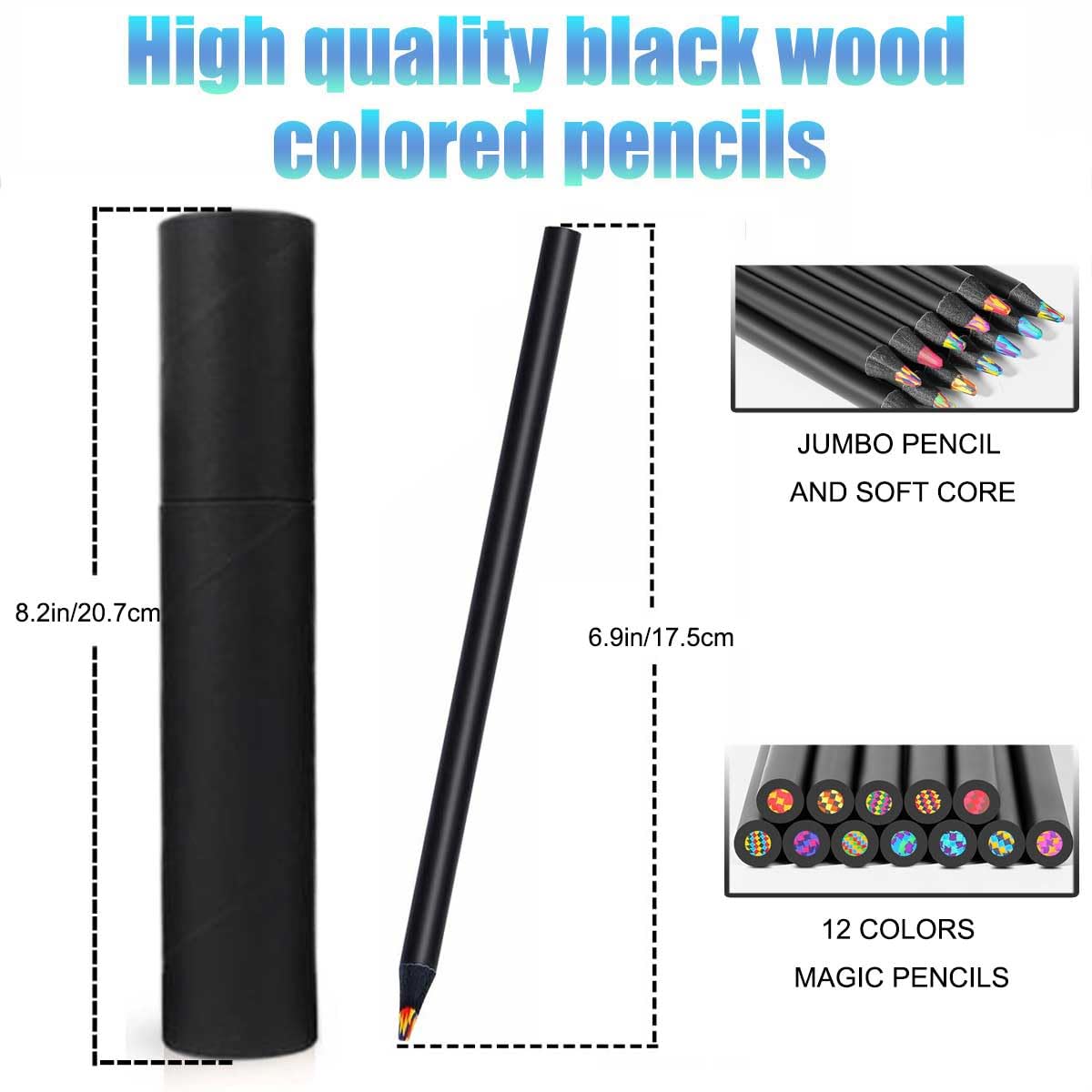 12 Pieces  Rainbow Pencils, Multi Colored Pencils for Adult Coloring, Multicolored Pencils for Art Drawing, Professional Art Supplies for Artists, for Coloring and Sketching.