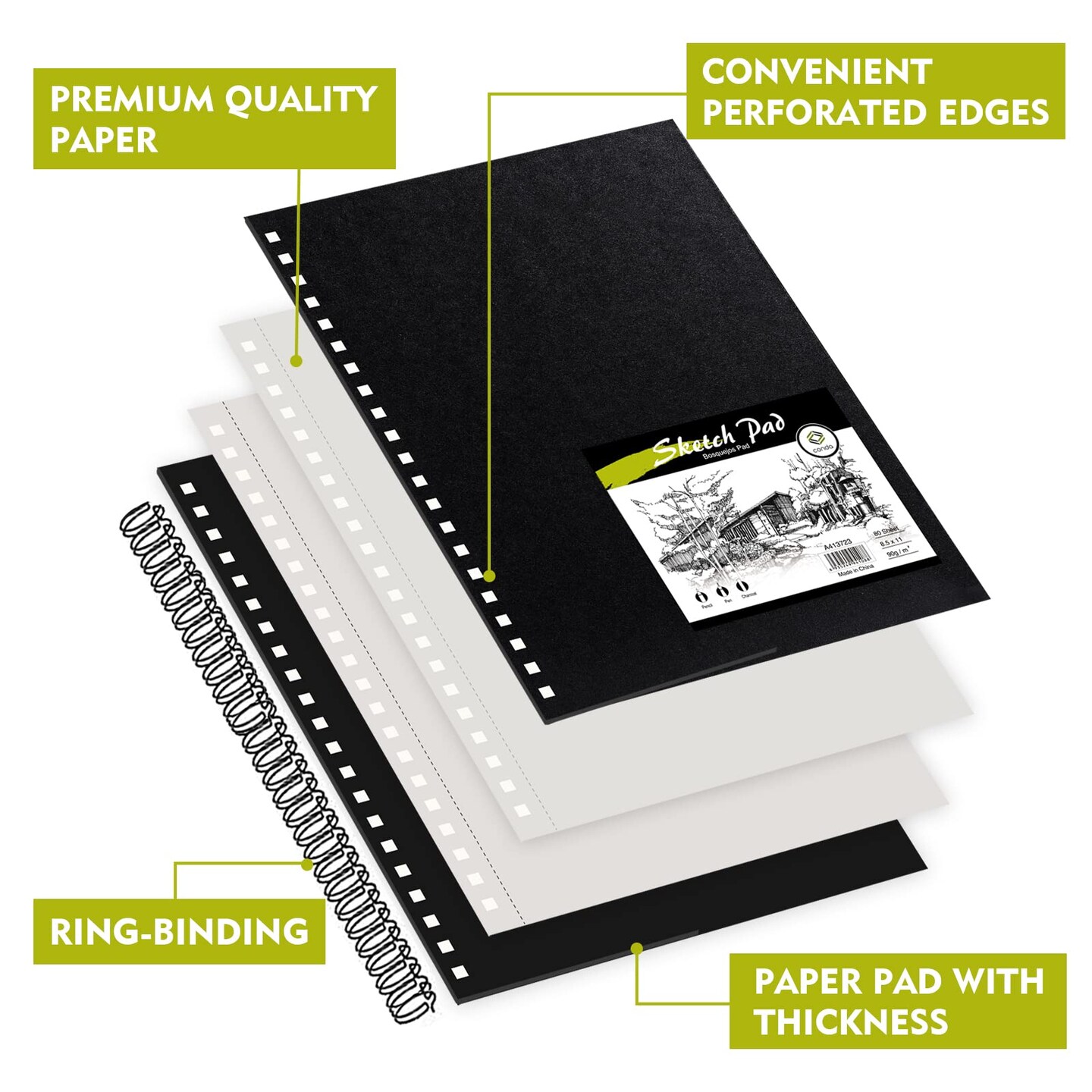 8.5&#x22;x11&#x22; Hardbound Sketch Book, Double-Sided Hardcover Sketchbook, Spiral Sketch Pad, Durable Acid Free Drawing Art Paper for Kids &#x26; Adults