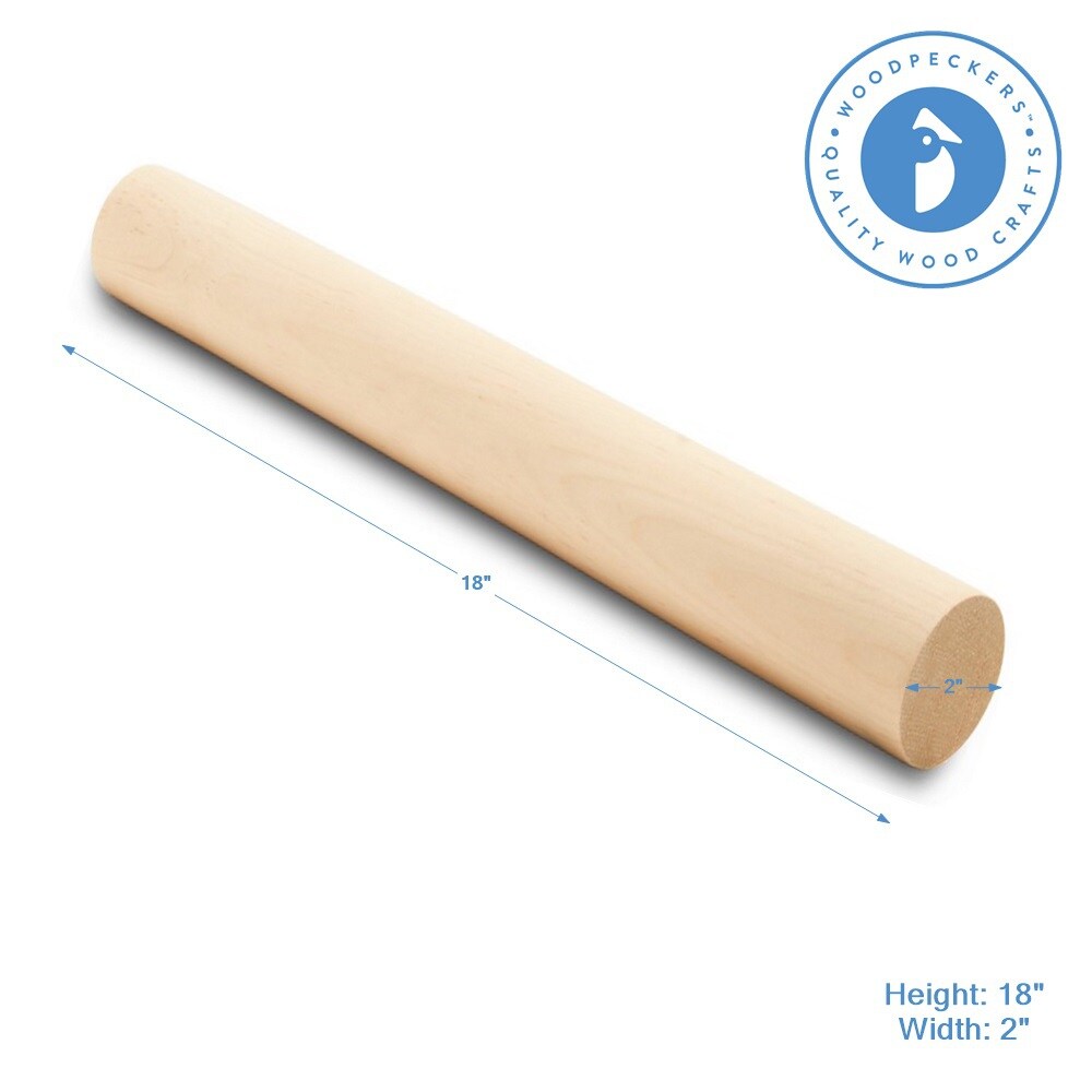 Wooden Dowel Rods 2 inch Thick, Multiple Lengths, Unfinished Sticks Crafts &#x26; DIY | Woodpeckers