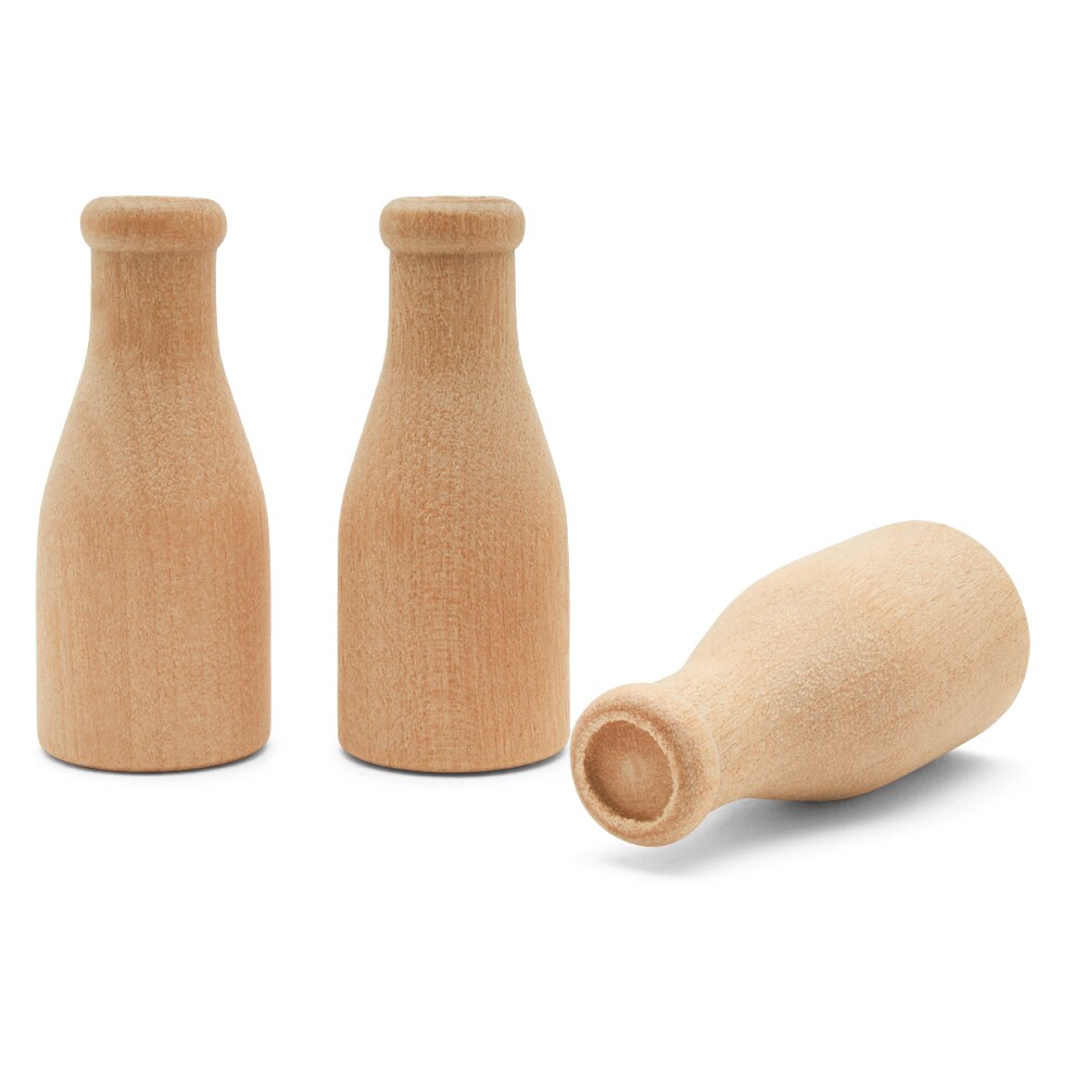 Wooden Milk Bottle 2 inch, for Miniatures, Scale Models, Toy Train| Woodpeckers