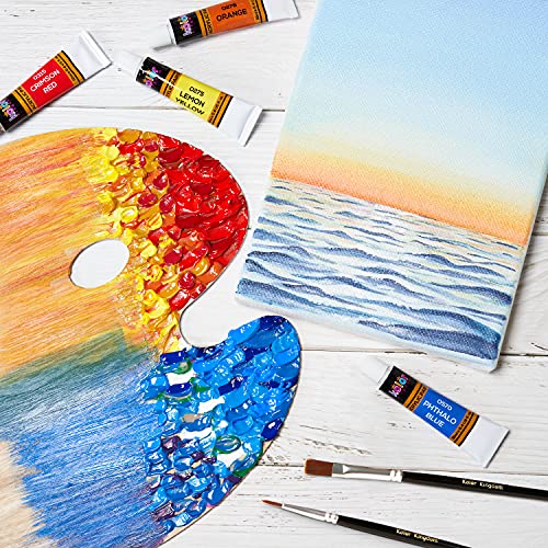 Acrylic Paint Set 12 Colors (0.41 oz, 12 ml) Paint Kit For Artists &#x26; Beginners Craft Paints for Paper,Canvas,Rock Painting,Wood,Ceramic &#x26; Fabric -Vibrant colours-Non-Toxic including 3 paint brushes