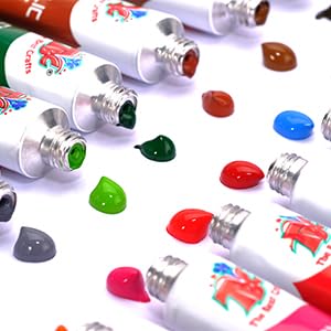 24 Vibrant Colors(12ml/0.4oz Tubes) Basic and Metallic Acrylic Paints for Artists, Ideal Acrylic Art Set for Canvas, Wood