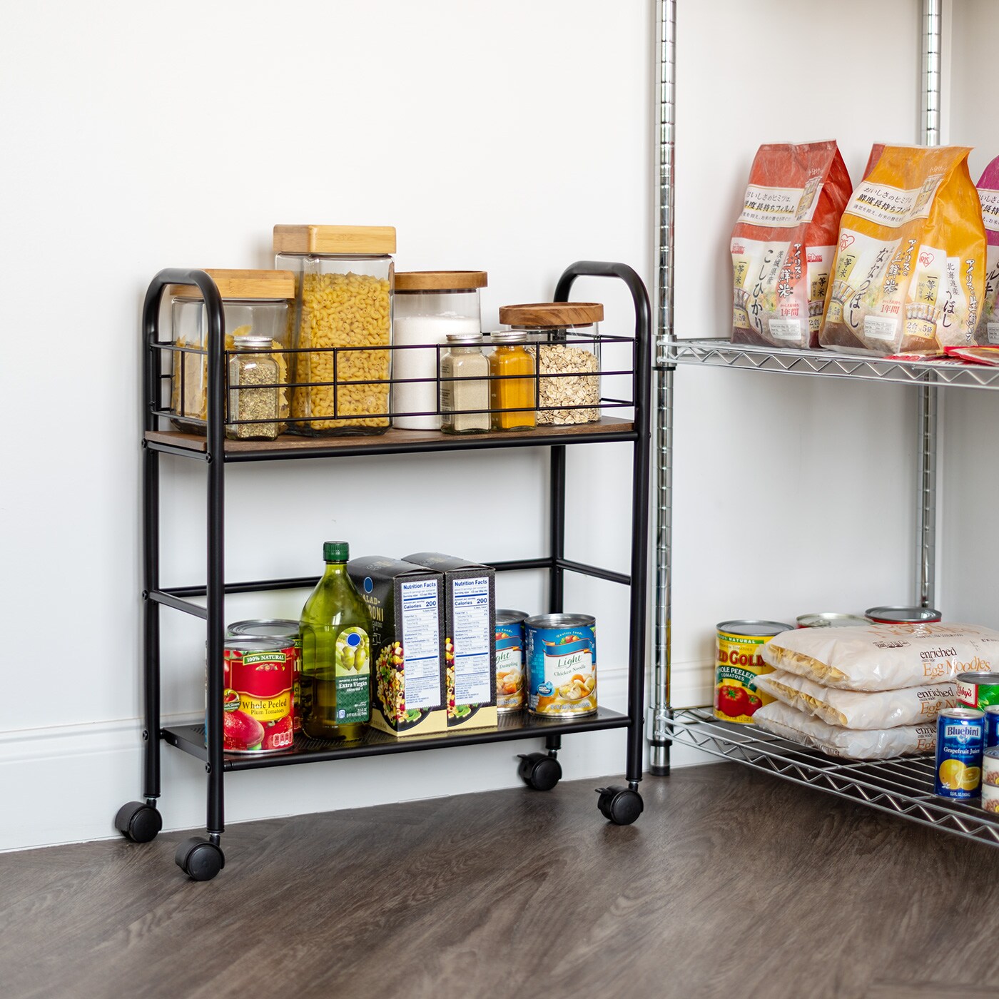 IRIS USA Metal Storage Cart with Casters, Kitchen Serving Cart