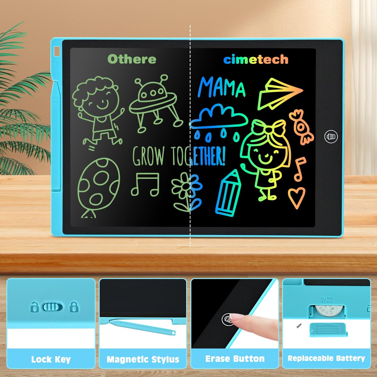 12 Inch LCD Writing Tablet Doodle Board Pad, Colorful Drawing Tablets Educational Toys, Christmas Birthday Gifts for 3 4 5 6 7 8 Years Old Girls Boys (Blue)