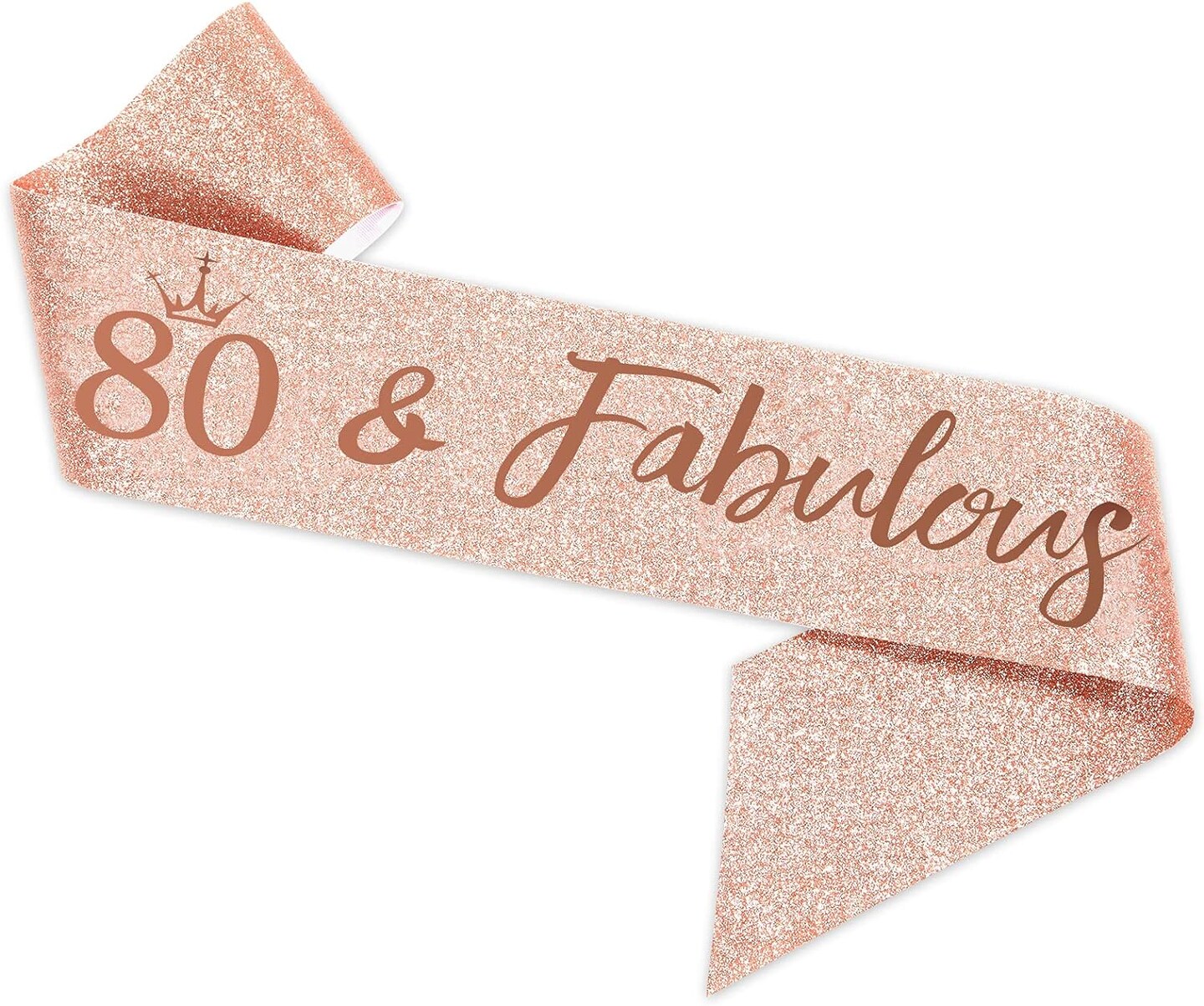 80th Birthday Sash and Tiara for Women, Rose Gold Birthday Sash Crown 80 &#x26; Fabulous Sash and Tiara for Women, 80th Birthday Gifts for Happy 80th Birthday Party Favor Supplies