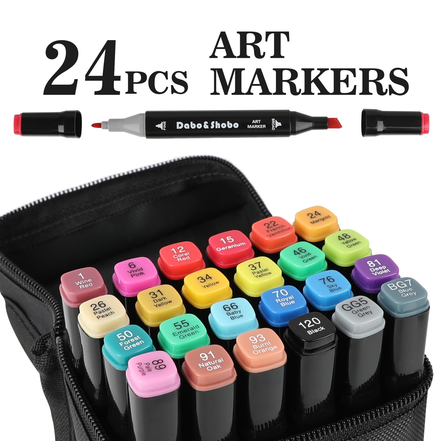 24 Colors Alcohol Markers, Drawing Markers, Dual Tip Art Markers, Coloring Marker for Kids Sketching Adult Coloring