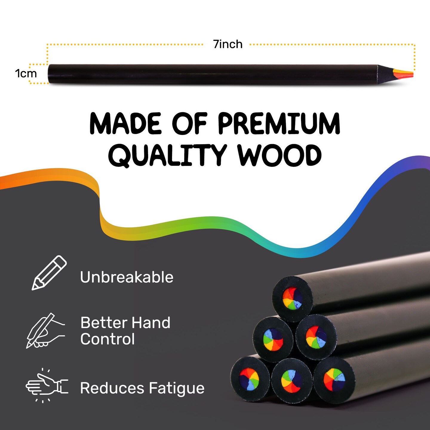 8 Pieces 7 in 1 Rainbow Colored Pencils, Jumbo Color Pencils for Kids &#x26; Adults, Multicolored Pencils, Drawing Pencils for Sketching &#x26; Coloring, Rainbow Pencils - Kids &#x26; Adults, Art Supplies, 8 Pack + Sharpener