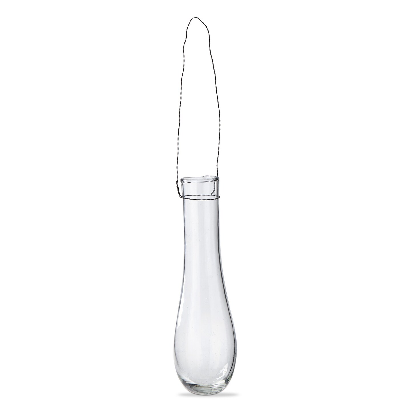 Raindrop Clear Glass Vase with Wire Handles Recycled Glass 2.5L x2.5W x 7.5H inches