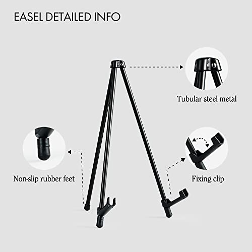 ARTIFY 14&#x27;&#x27; Tabletop Instant Display Easel, Black Steel Table Top Easels for Display, Tripod for Canvas, Paintings, Signs, Posters
