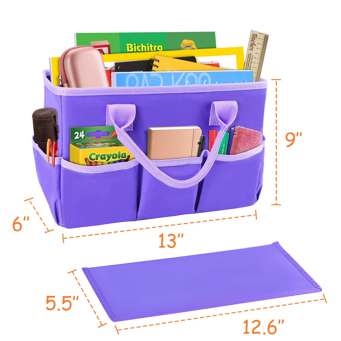 Art Organizer Desktop Craft Storage Tote Bag Organizer for Crafts, Sewing, Paper, Art, Canvas, Supplies Storage Organization with Handles for Travel or Daily Use (Purple, Small)