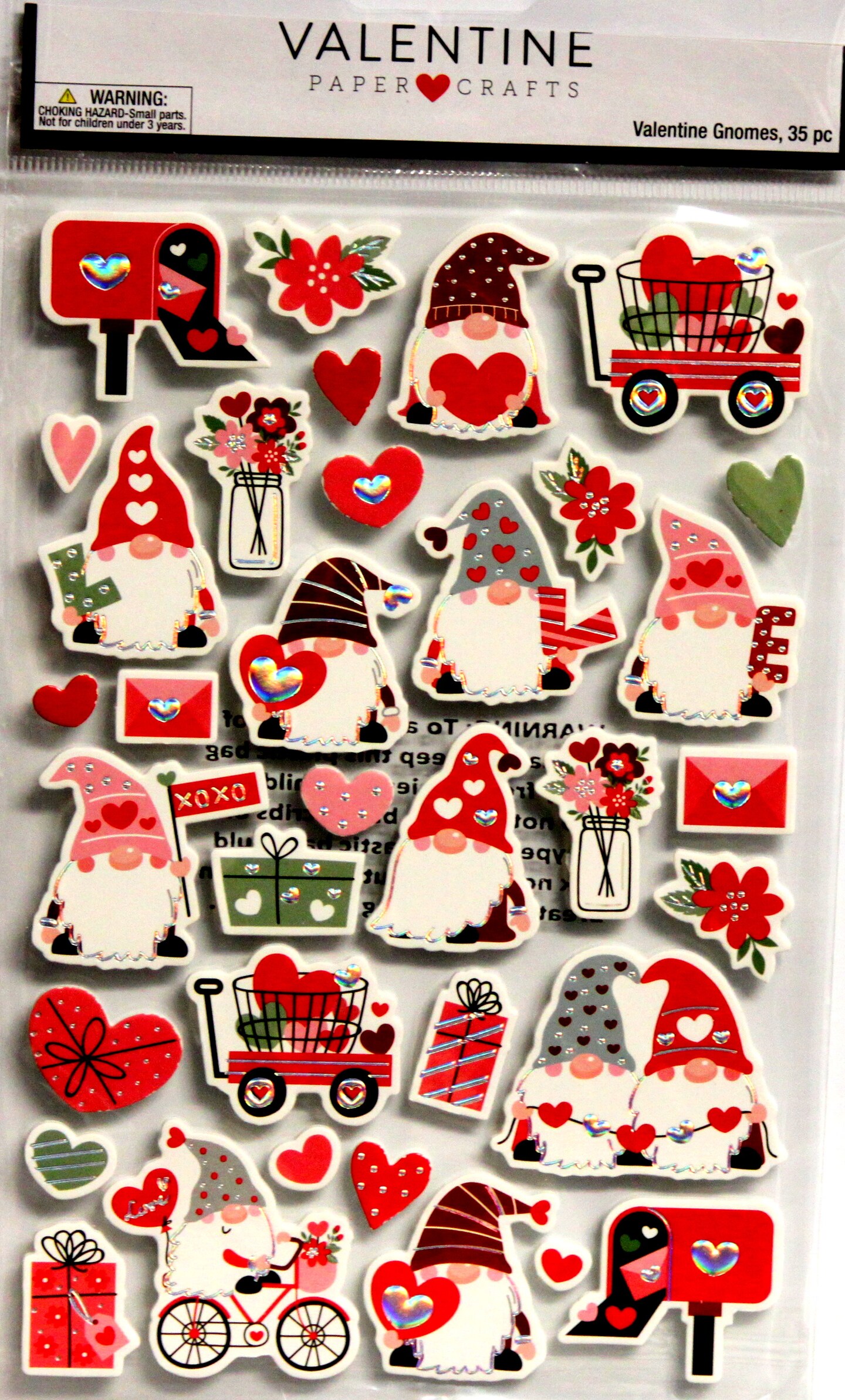 Paper Crafts Valentine Gnomes Dimensional Foam Stickers