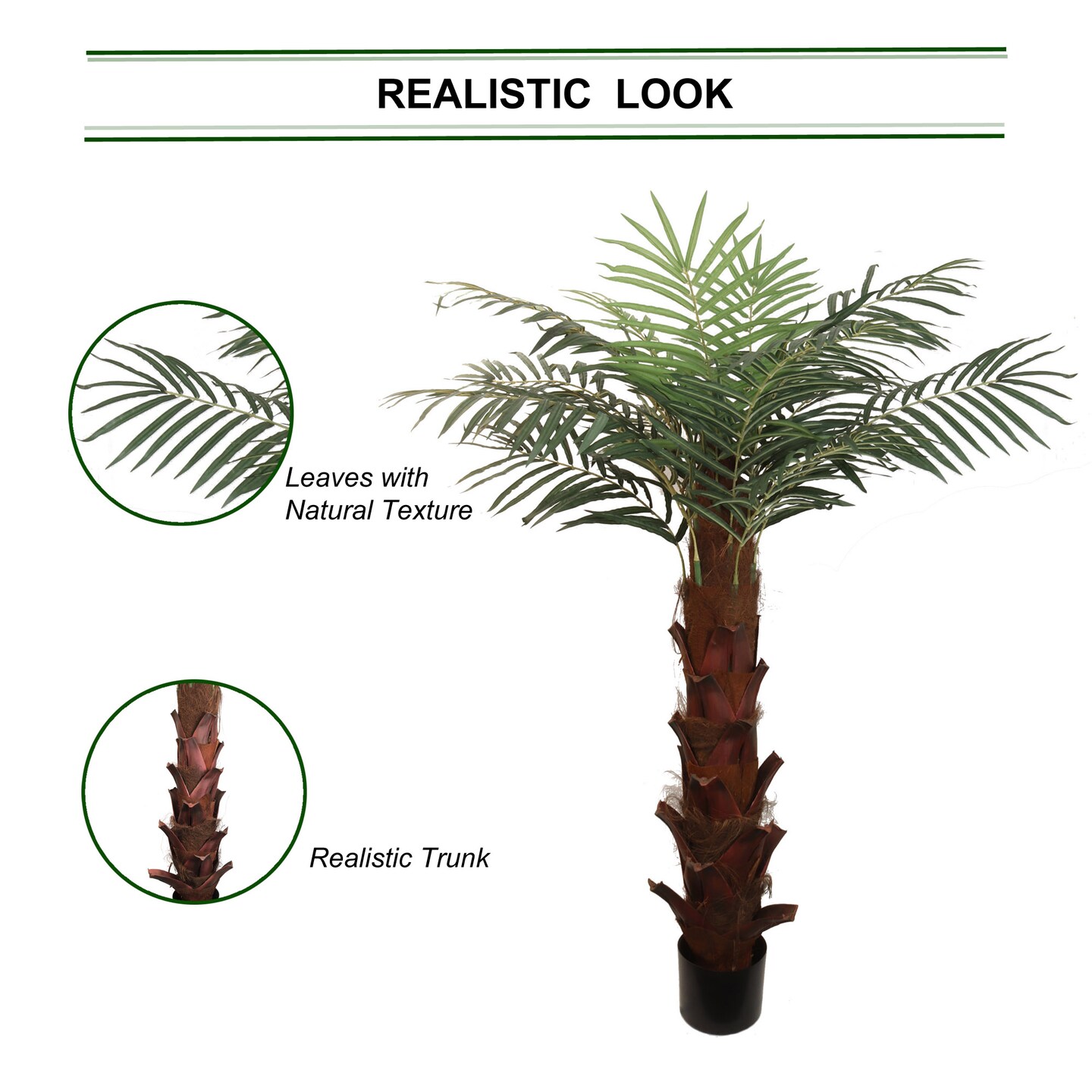 2-Pack: 6ft Areca Palm Tree in Black Pot with Silk Leaves, Floral Home by Artificial Flowers