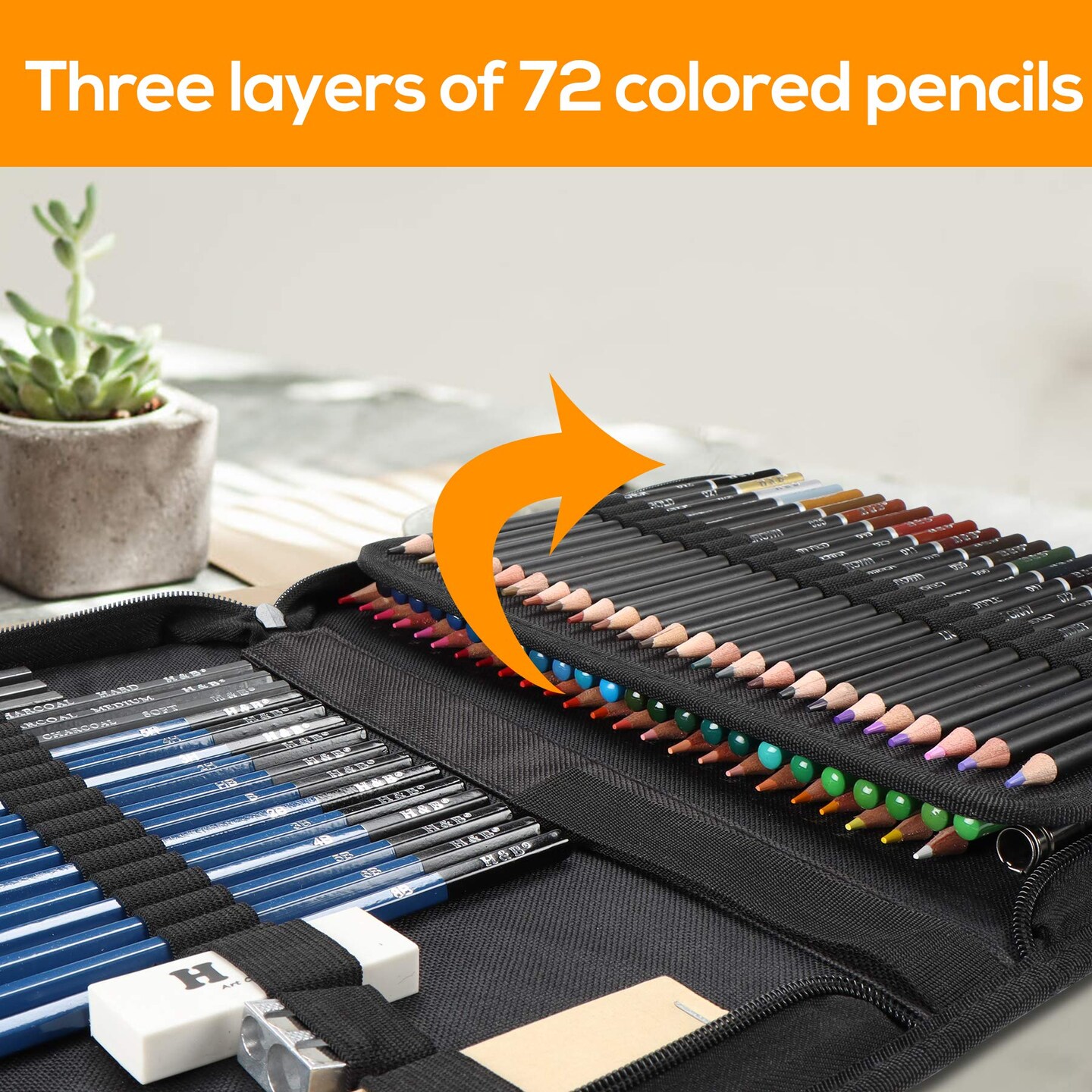 96 Pieces Art Supplies Drawing and Sketching Colored Pencils Set ,Graphite Charcoal Professional Artists Pencils Kit,Gifts for Kids &#x26; Adults Drawing Tool Set
