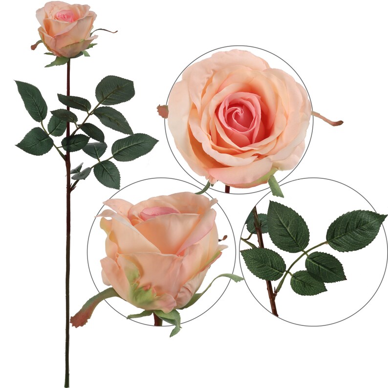 30" Pink Silk Rose Buds – 2pc Set Romantic Faux Flowers for Bouquets, Centerpieces & Décor