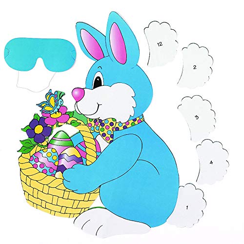 &#x22;Pin The Tail On The Bunny&#x22; Party Game For Children, Easter Party Supplies, Classic Birthday Games(Includes Instructions and Blindfold)