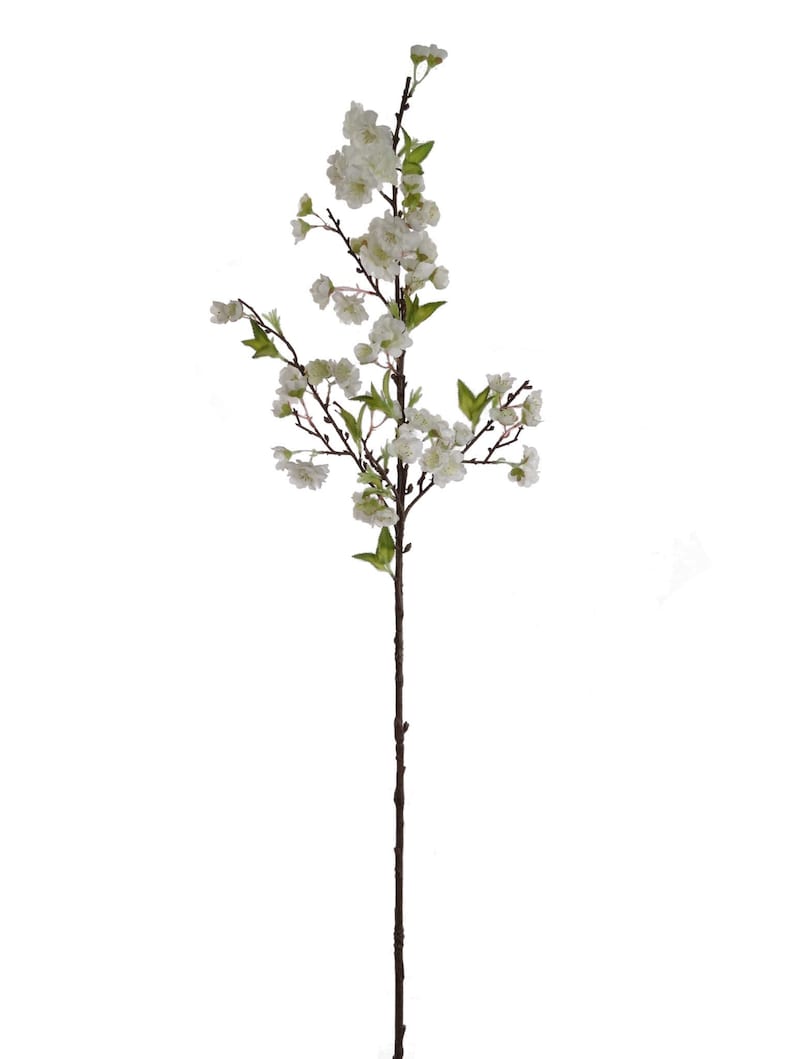 41" White Silk Cherry Blossom Spray | Lifelike Artificial Flower for Home & Event Decor