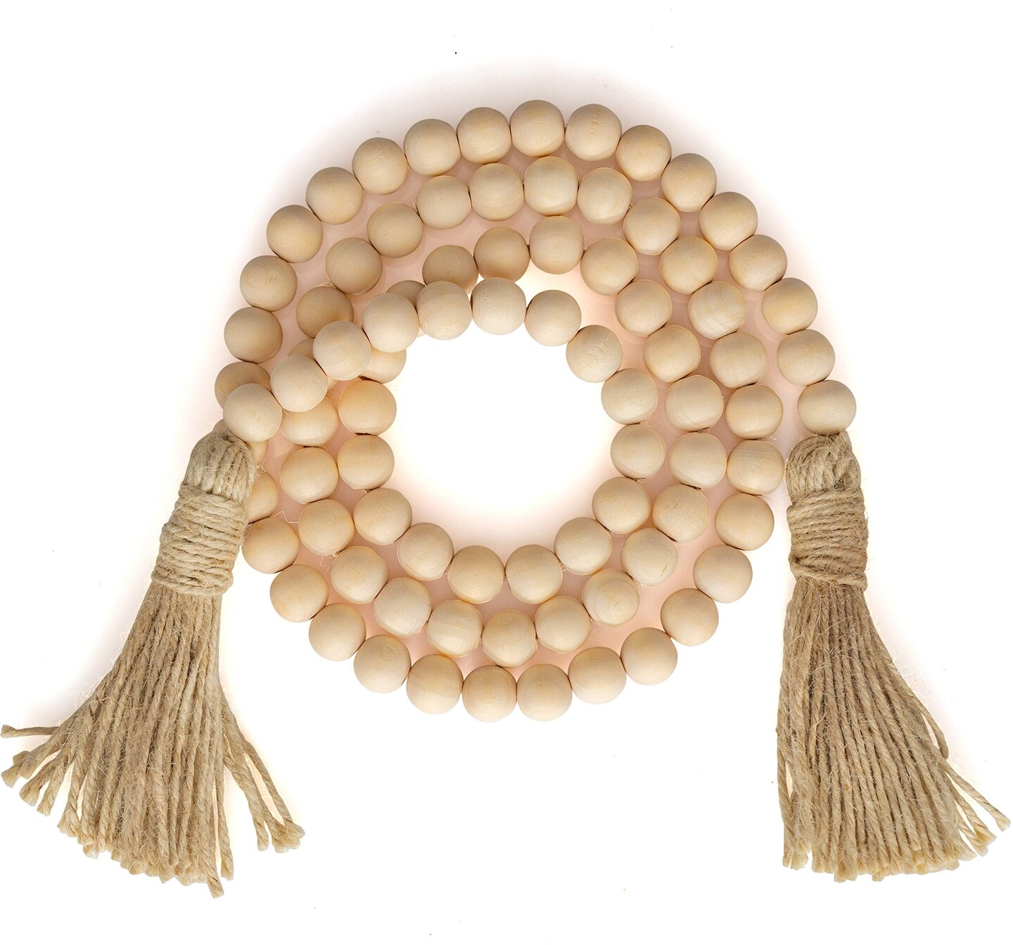 Large Bead Garland Wooden Bead String Rustic Prayer Beads