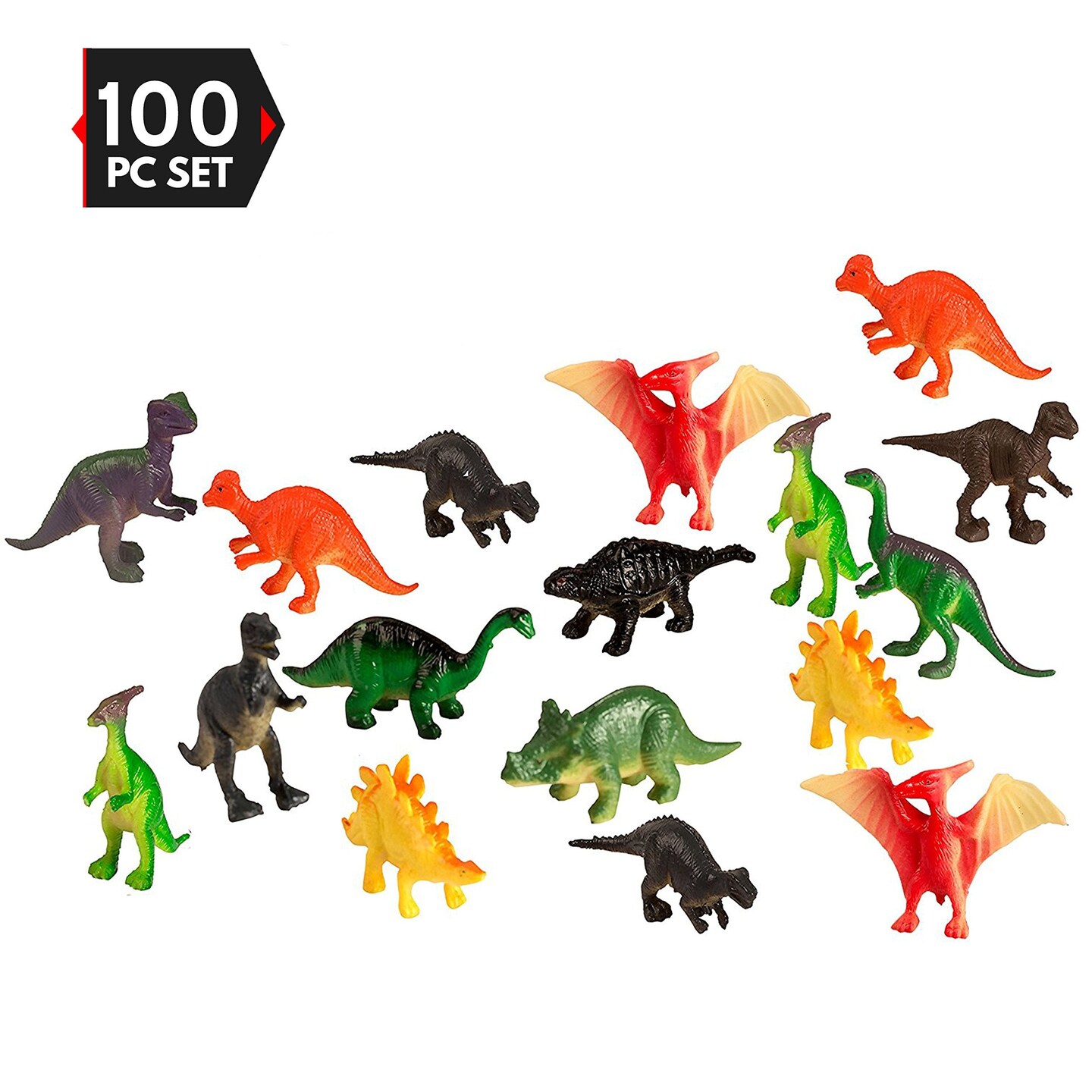 100 Piece Party Pack Mini Dinosaurs - Plastic Mini Educational Dinosaur Animal Toys - Fun Gift Party Giveaway