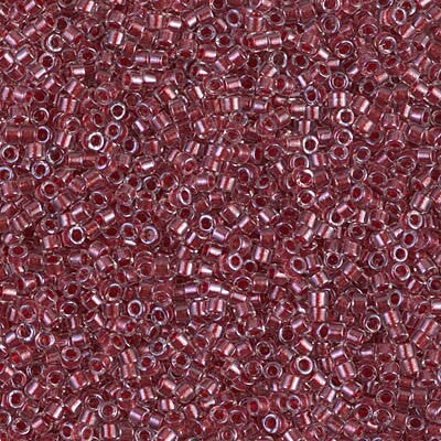Miyuki Delica Bead 11/0, DB0924, Sparkling Cranberry Lined Crystal, 5 grams