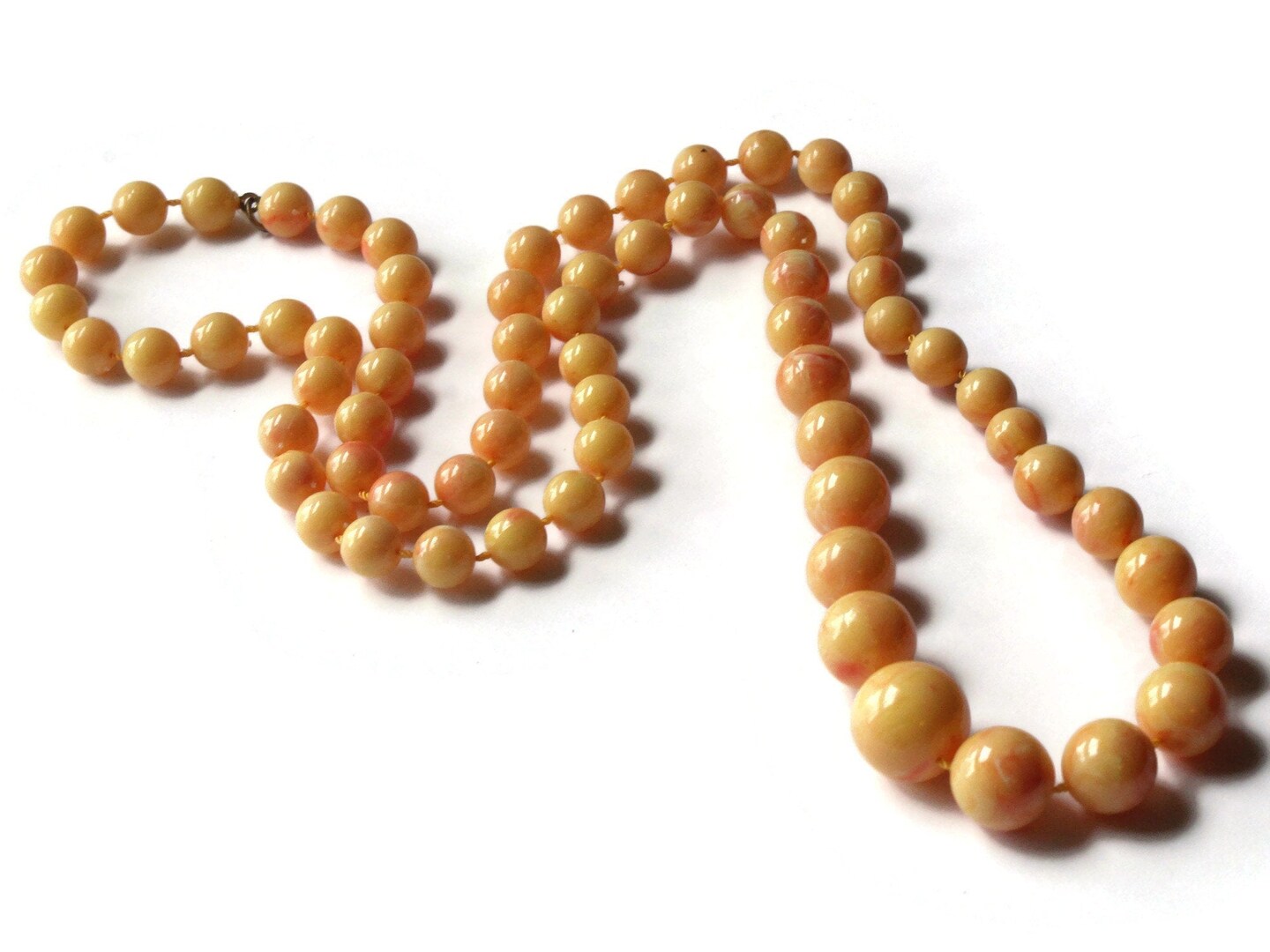 28 Inch Vintage Yellow and Red Necklace Uncirculated New Old Stock Necklace