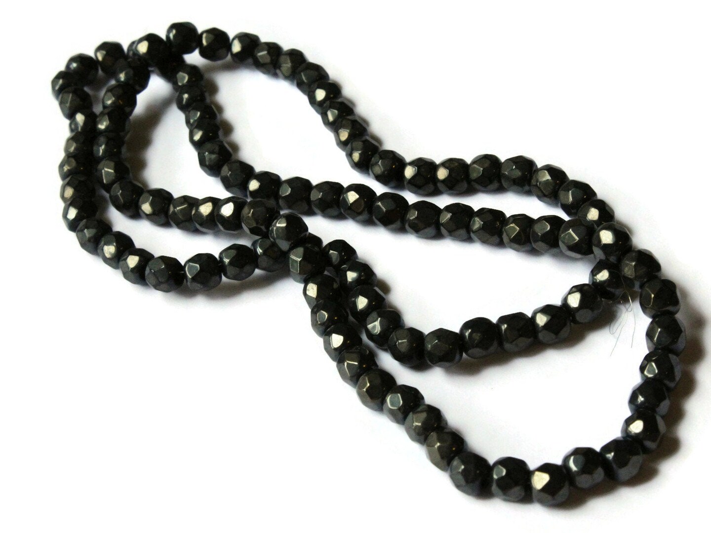 95 5.5mm Black Crystal Glass Faceted Round Beads