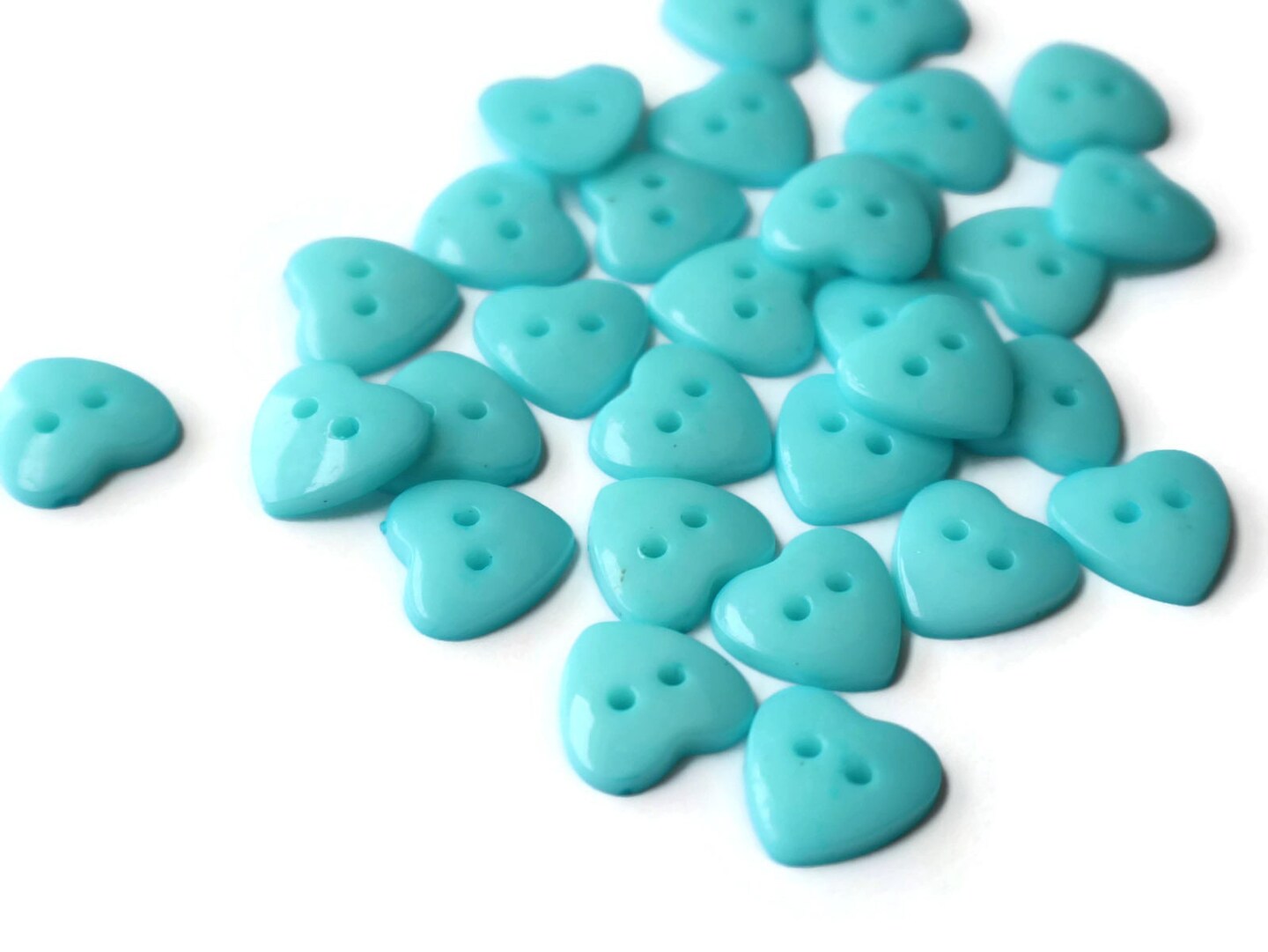 30 14mm Blue Heart Buttons Two Hole Plastic Buttons
