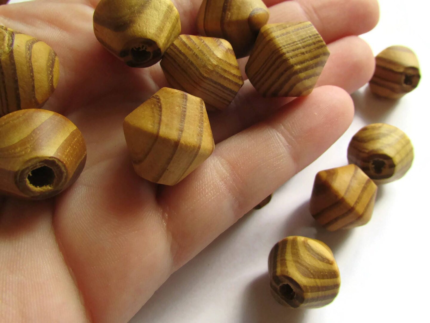 20 17mm Large Brown Wooden Bicone Beads bH3