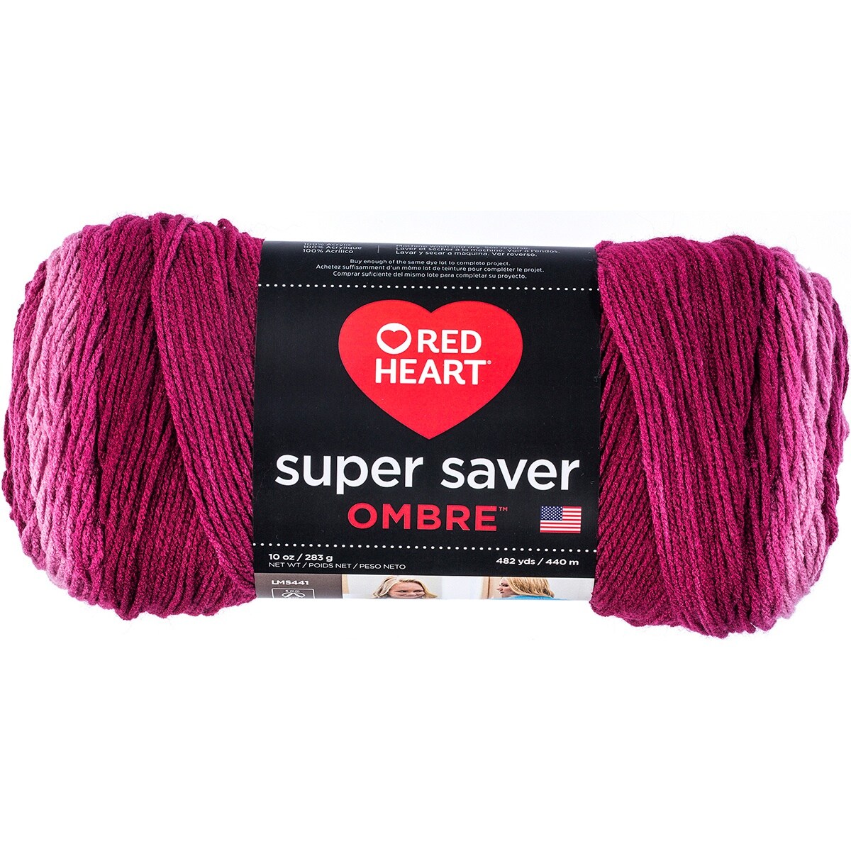 Red Heart Super Saver Jumbo Anemone Ombre Yarn - 2 Pack of 283g/10oz -  Acrylic - 4 Medium (Worsted) - 482 Yards - Knitting/Crochet