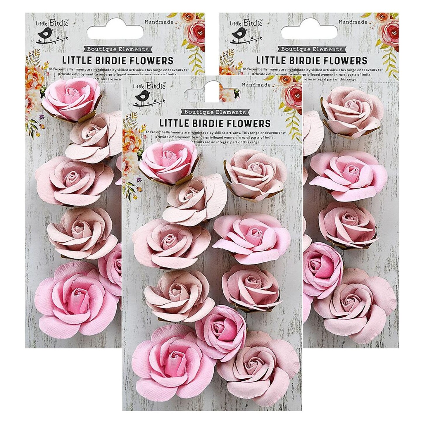Pack Of 3 Little Birdie Joanna Paper Flowers 10 Pkg Pearl Pink Michaels