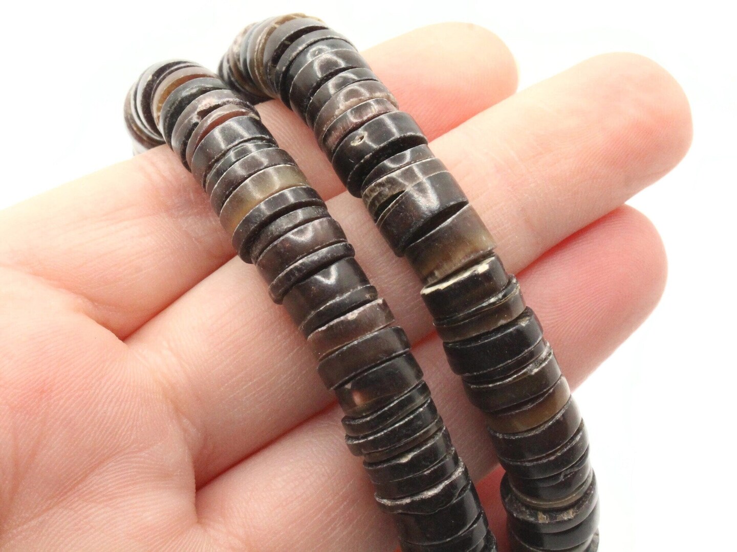 10mm Brown Horn Natural Heishe Tube Beads