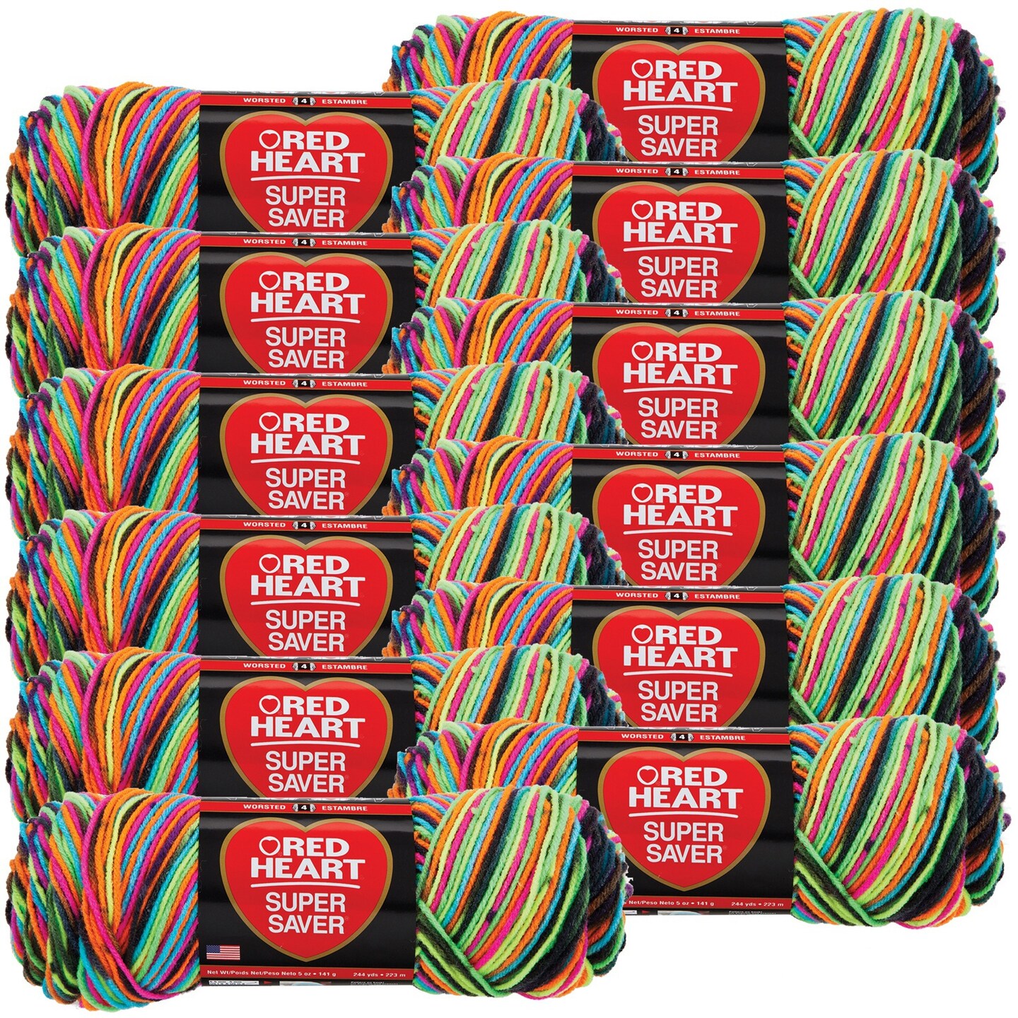 Multipack of 12 Red Heart Super Saver YarnBlacklight Michaels