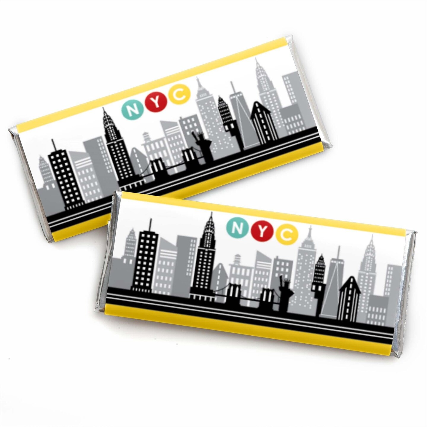 Big Dot of Happiness NYC Cityscape - Candy Bar Wrapper New York City Party Favors - Set of 24