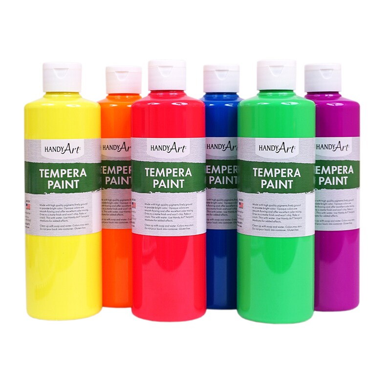 Tempera Paint, Pint, Fluorescent 6Color Set Michaels