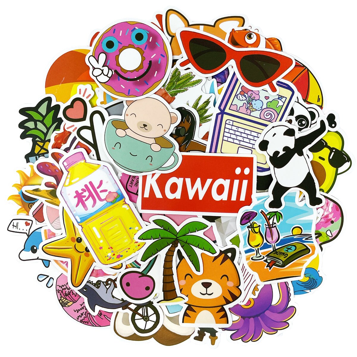 Wrapables Waterproof Vinyl Stickers for Water Bottles, Laptop, Phones, Skateboards, Decals for Teens, 100pcs