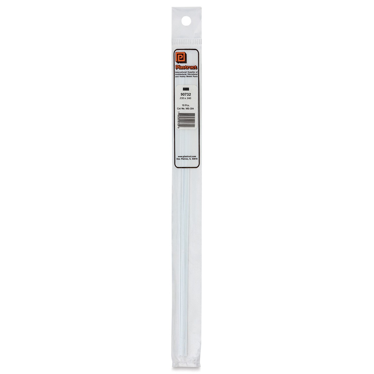 Plastruct Plastic Strip - Pkg of 10, 0.03&#x22; H &#xD7; 0.04&#x22; W &#xD7; 10&#x22; L