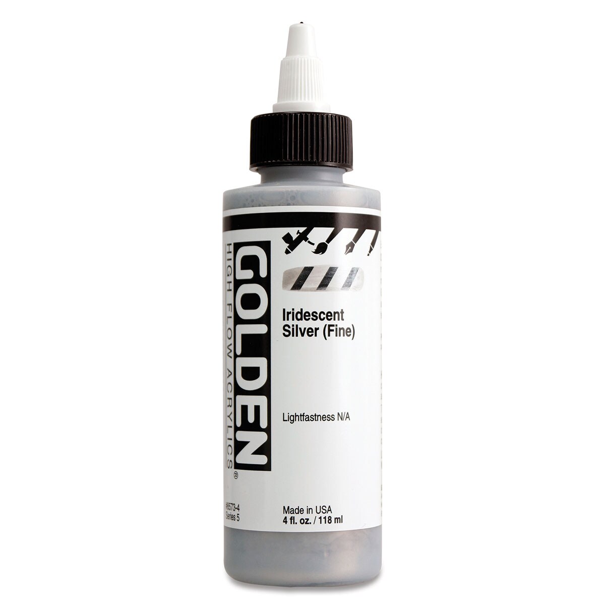 Golden High Flow Acrylics - Iridescent Silver (Fine), 4 oz bottle