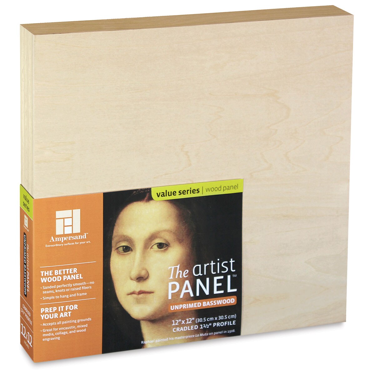 Ampersand Value Series Artist Wood Panel - 12" x 12", 1-1/2" Cradle