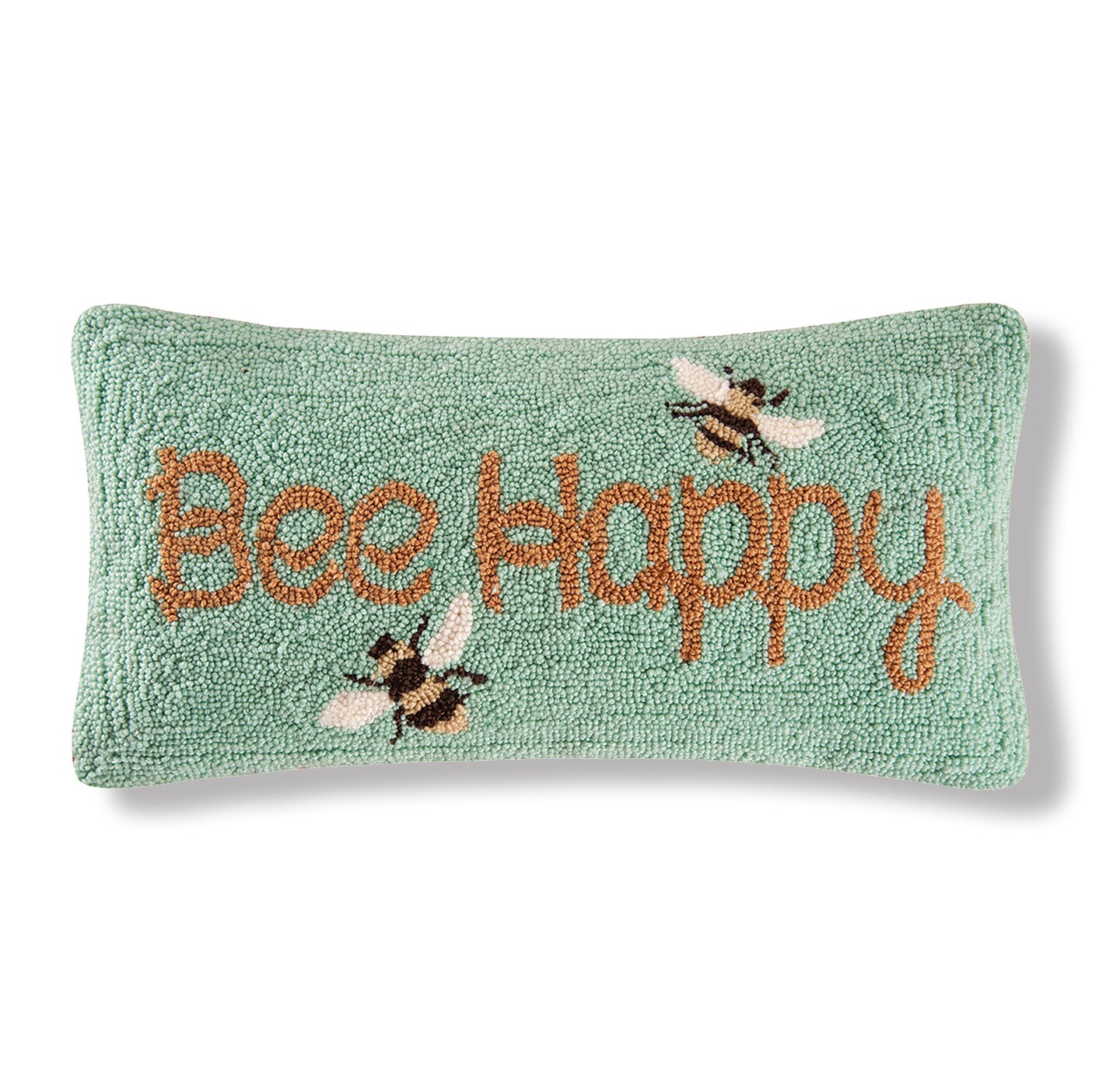 Spring "Bee Happy" Bumble Bee Garden Hooked Mini Accent Pillow, 10" x 20"