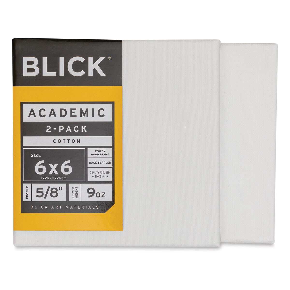 Blick Academic Cotton Stretched Canvas Pack - 6" x 6", Pkg of 2